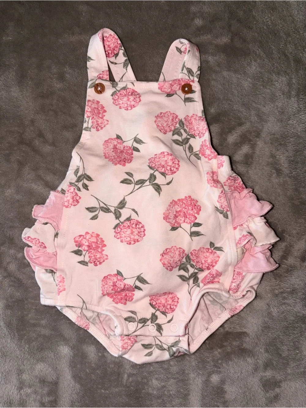 Milkberry hydrangea bubble romper 6-9M